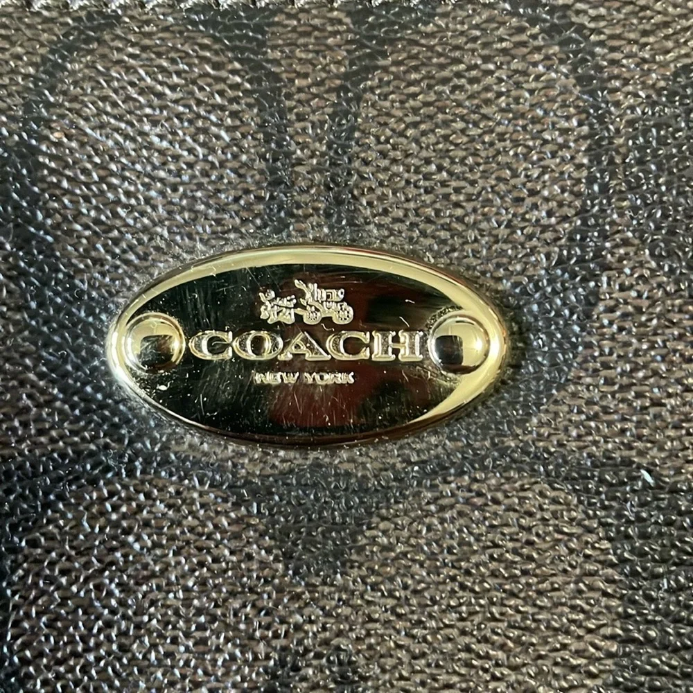 Coach brown diaper travel signature canvas leather tote bag
